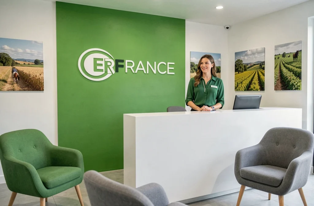 L'accueil professionnel du cabinet CERFRANCE dans les Yvelines avec son identité visuelle verte distinctive