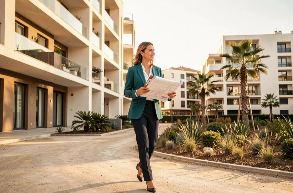 Une conseillère de Nouvelles Rives Patrimoine inspectant un programme immobilier résidentiel à Marseille